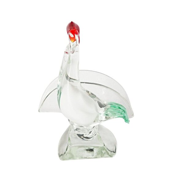 Vintage Hand Blown Art Glass Bird Napkin Holder Card Holder - Picture 4 of 6